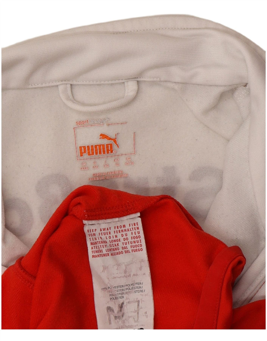Puma Boys Graphic Tracksuit Top Jacket 15-16 Years Red Colourblock