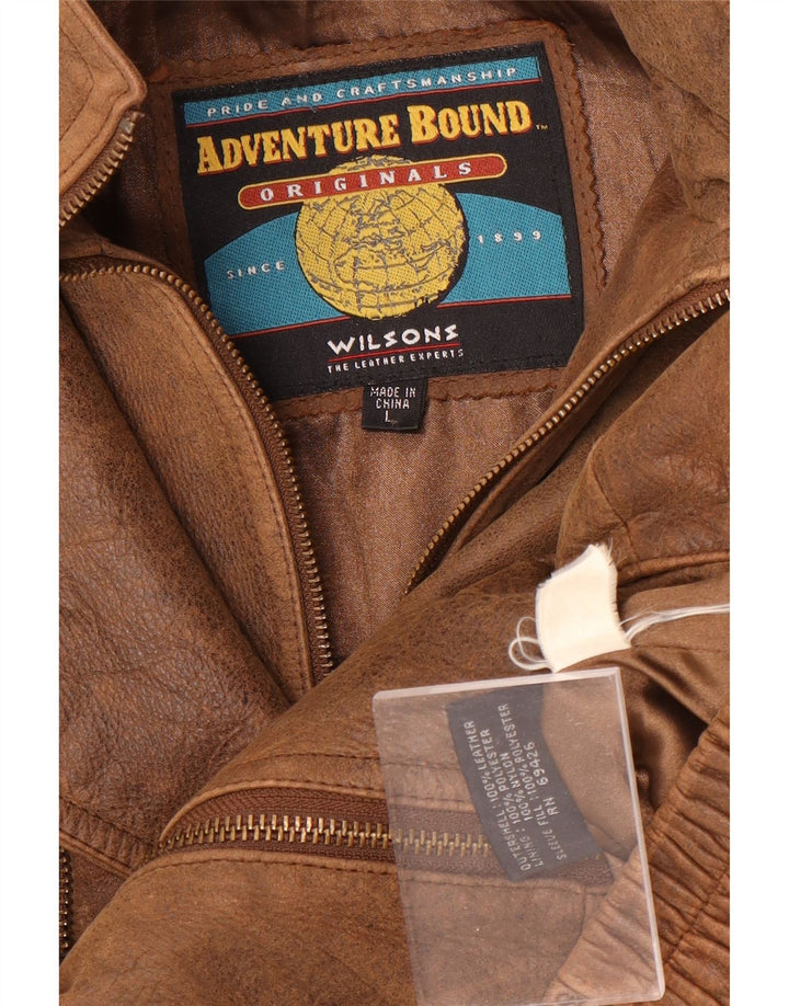 Wilsons Mens Leather Jacket UK 40 Large Brown Leather