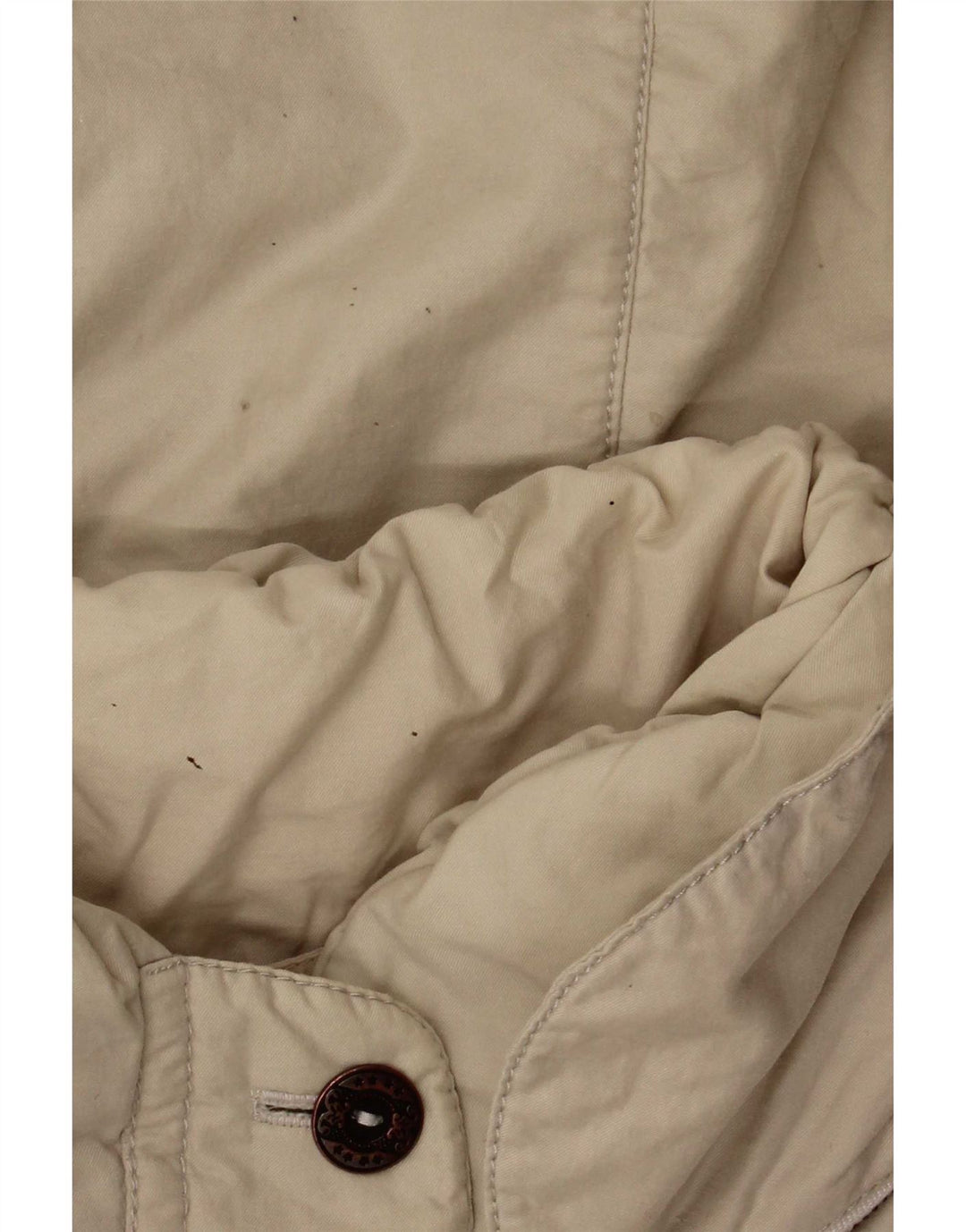 Vintage Womens Hooded Oversized Windbreaker Coat EU 44 XL Beige Polyamide