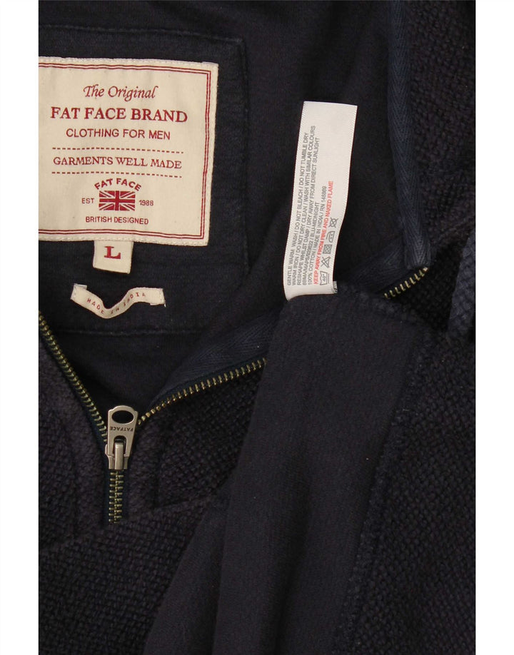 Fat Face Mens Zip Hoodie Sweater Large Navy Blue Cotton
