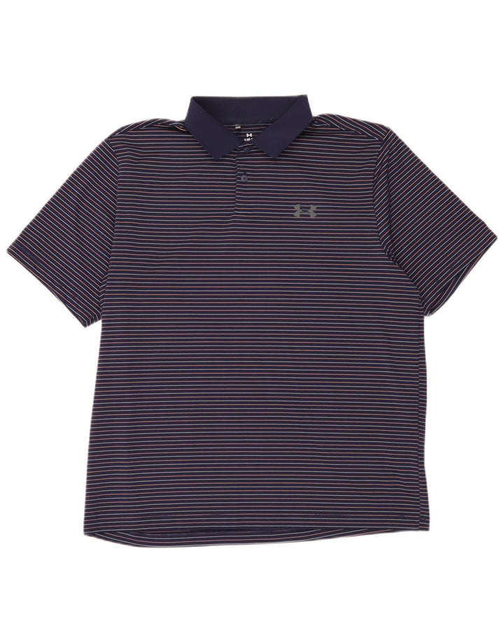 Cămașă polo Under Armour pentru bărbați, mare, albastru, poliester cu dungi