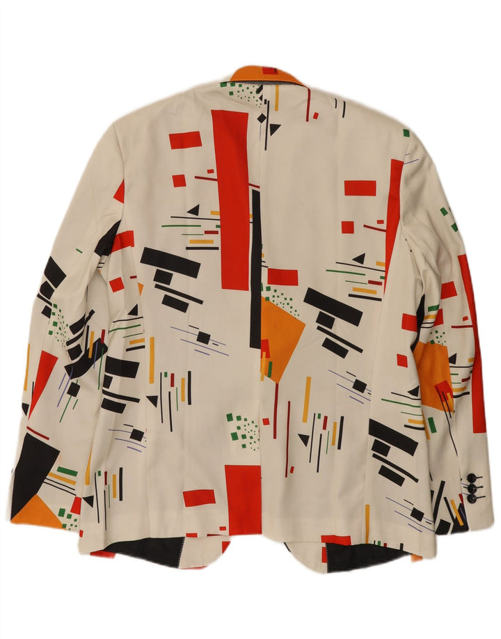 Vintage Homme 1 Bouton Blazer Veste UK 40 Grand Blanc Géométrique