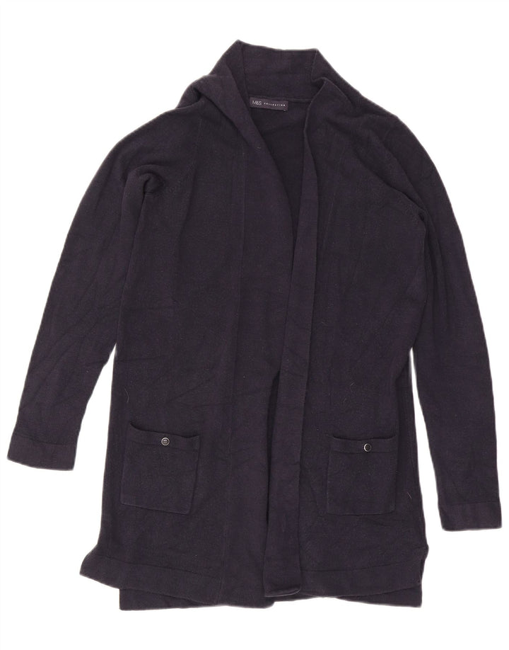 Marks & Spencer Womens Longline Cardigan Sweater UK 12 Medium Navy Blue