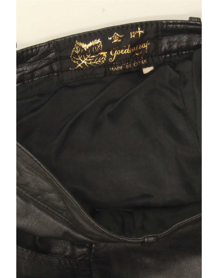 Golden Leaf Womens Slim Leather Trousers W26 L28 Black