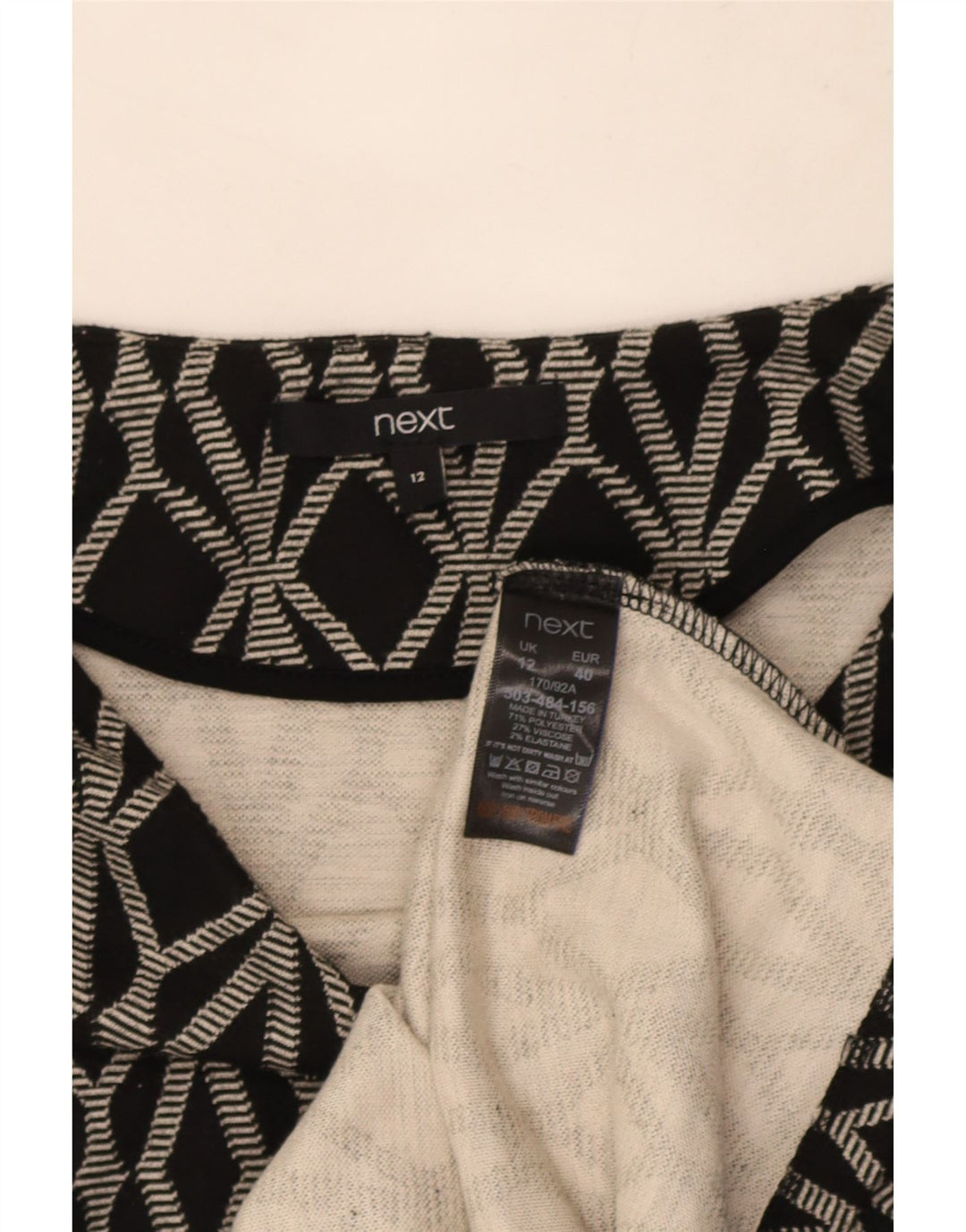 Next Womens Sheath Dress UK 12 Medium Grey Geometric Polyester