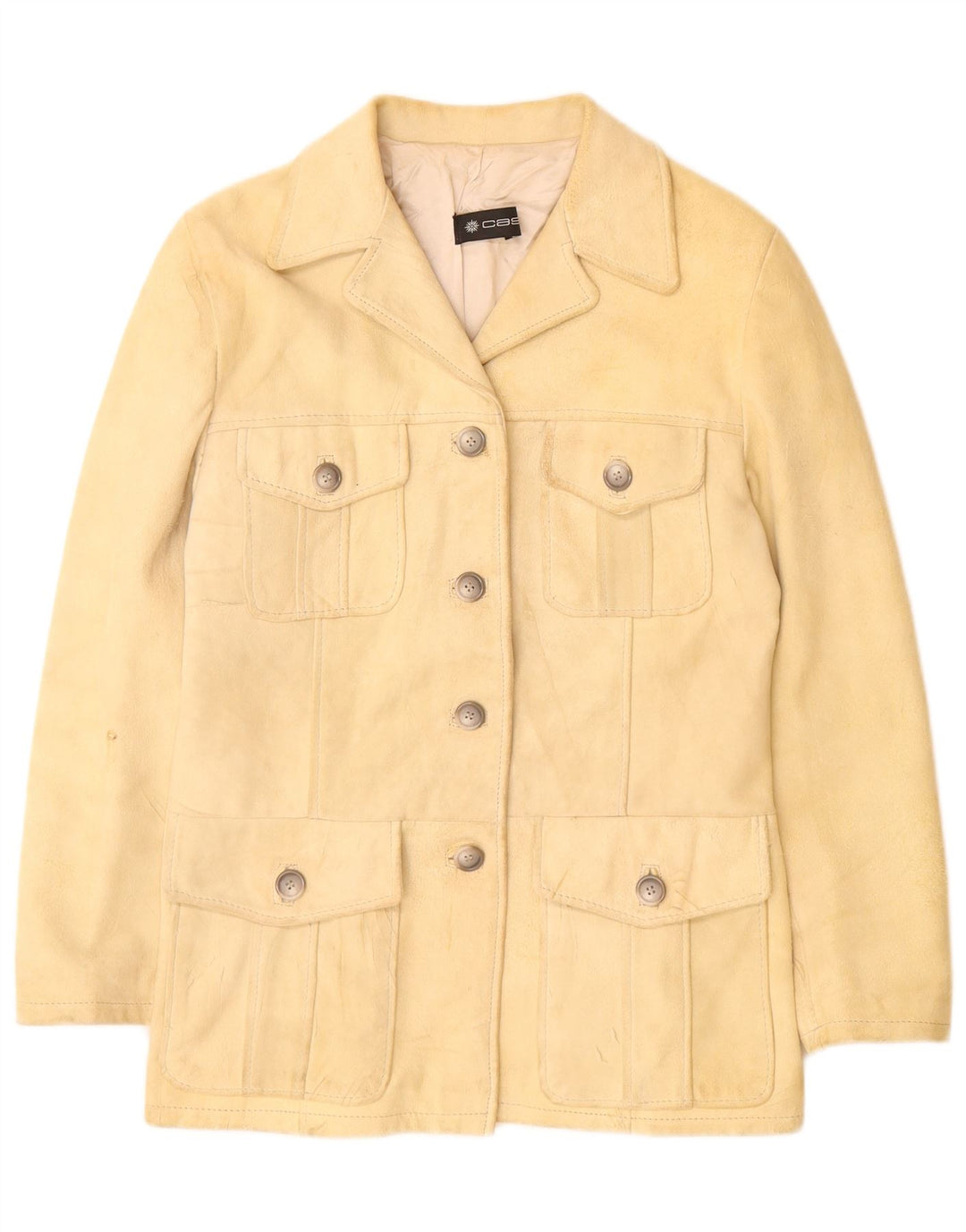 Vintage Damen Wildlederjacke UK 12 Medium Beige Leder
