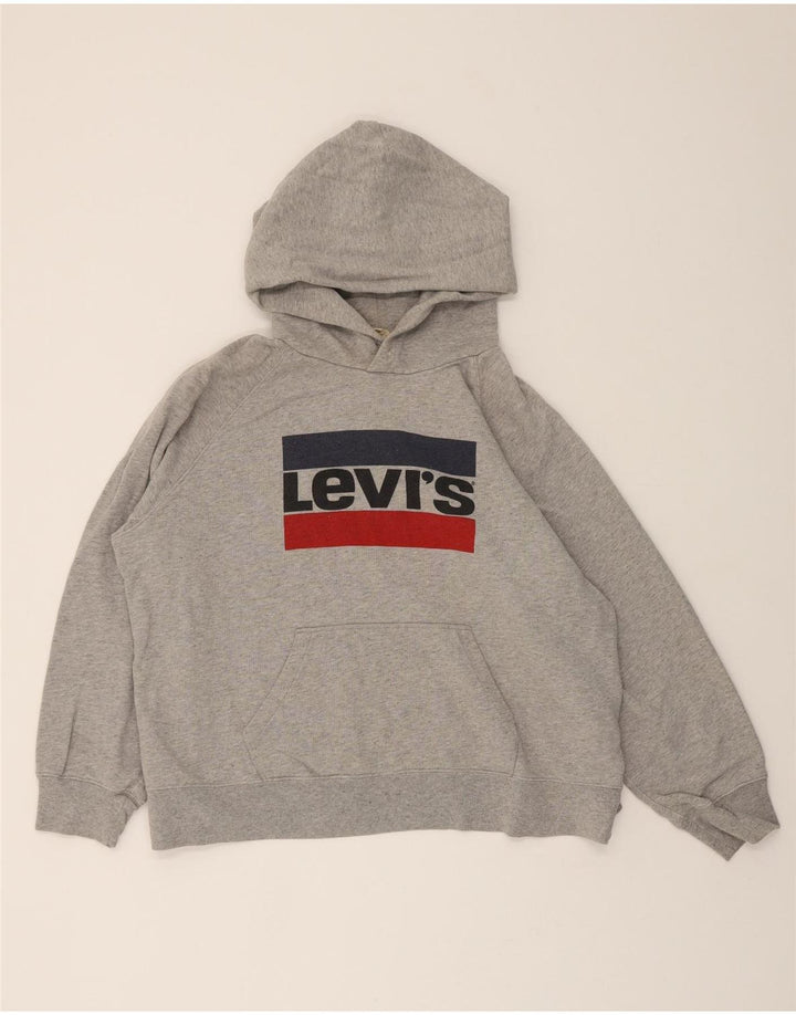 LEVI'S Womens Oversized Graphic Hoodie Jumper UK 18 XL Grey Cotton Vintage Levi's and Second-Hand Levi's from Messina Hembry 