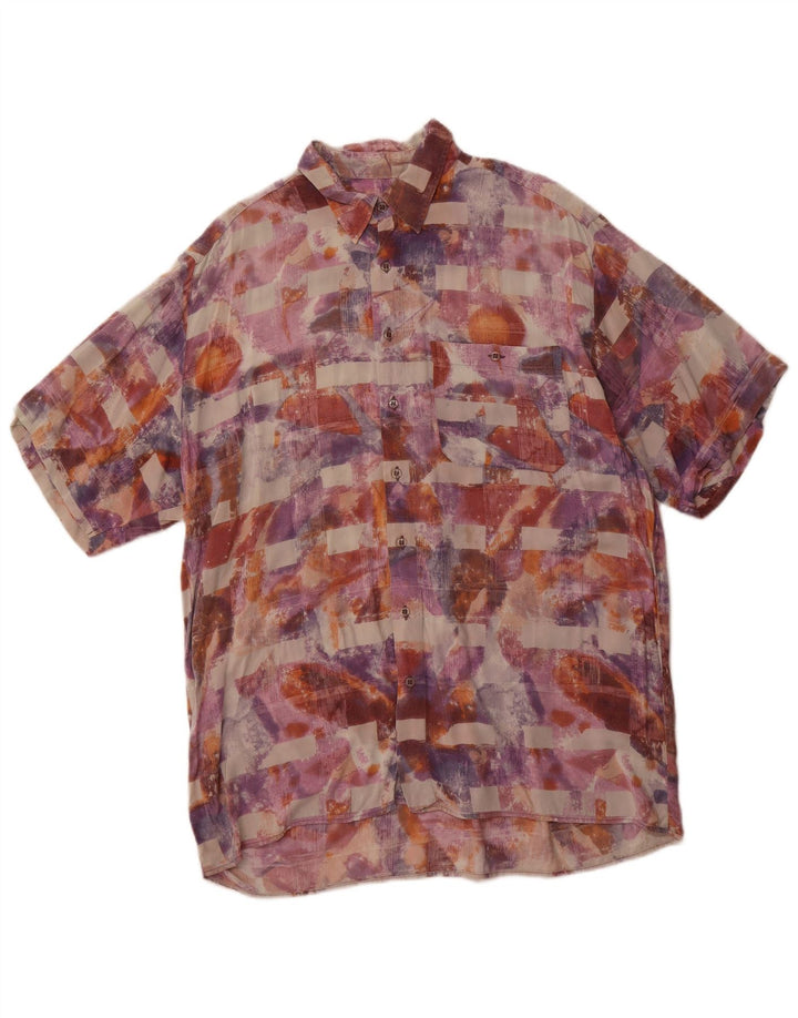 EQUIPE Camicia da uomo a maniche corte con motivo astratto grande multicolore
