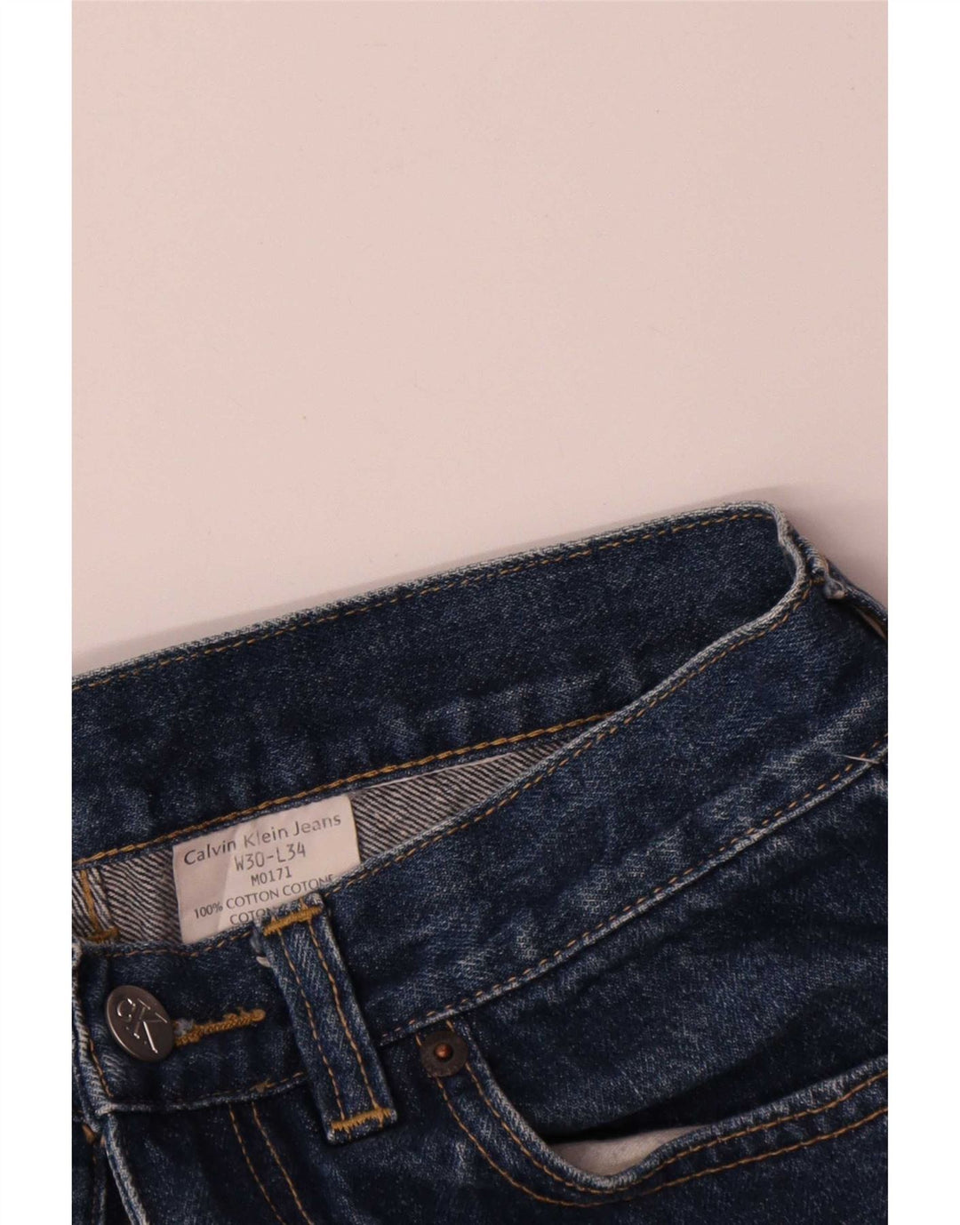 Shorts jeans feminino Calvin Klein W30 algodão azul médio