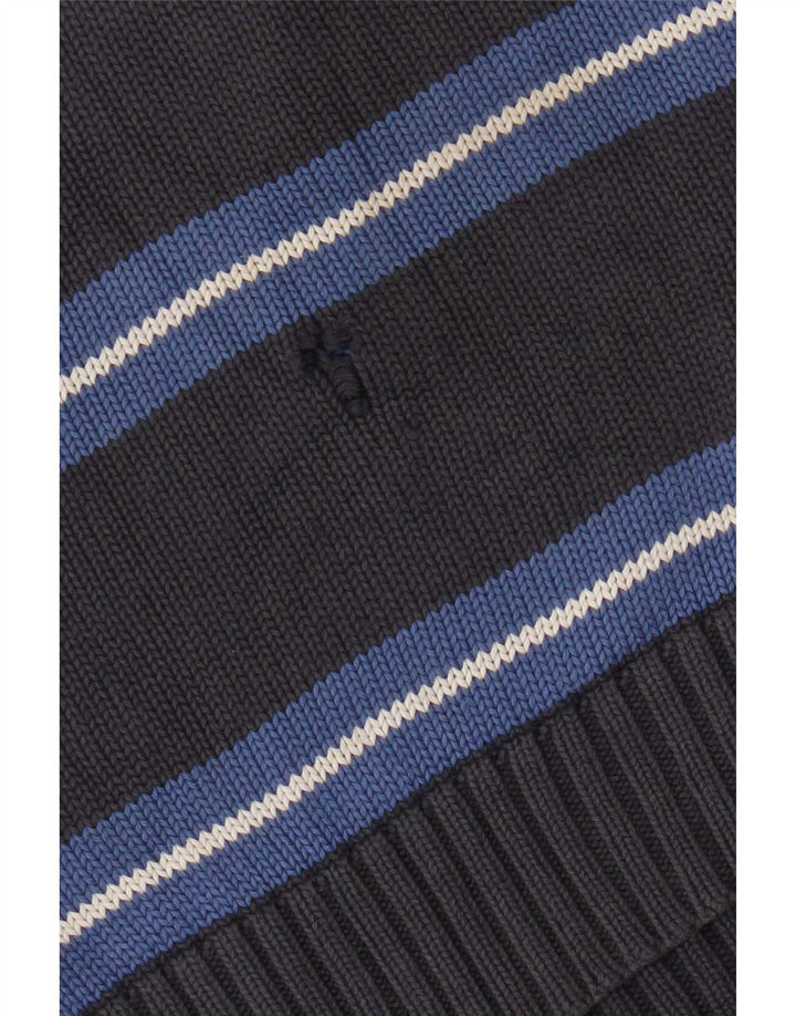 Zara Pull à col en V pour homme Large Rayé Gris