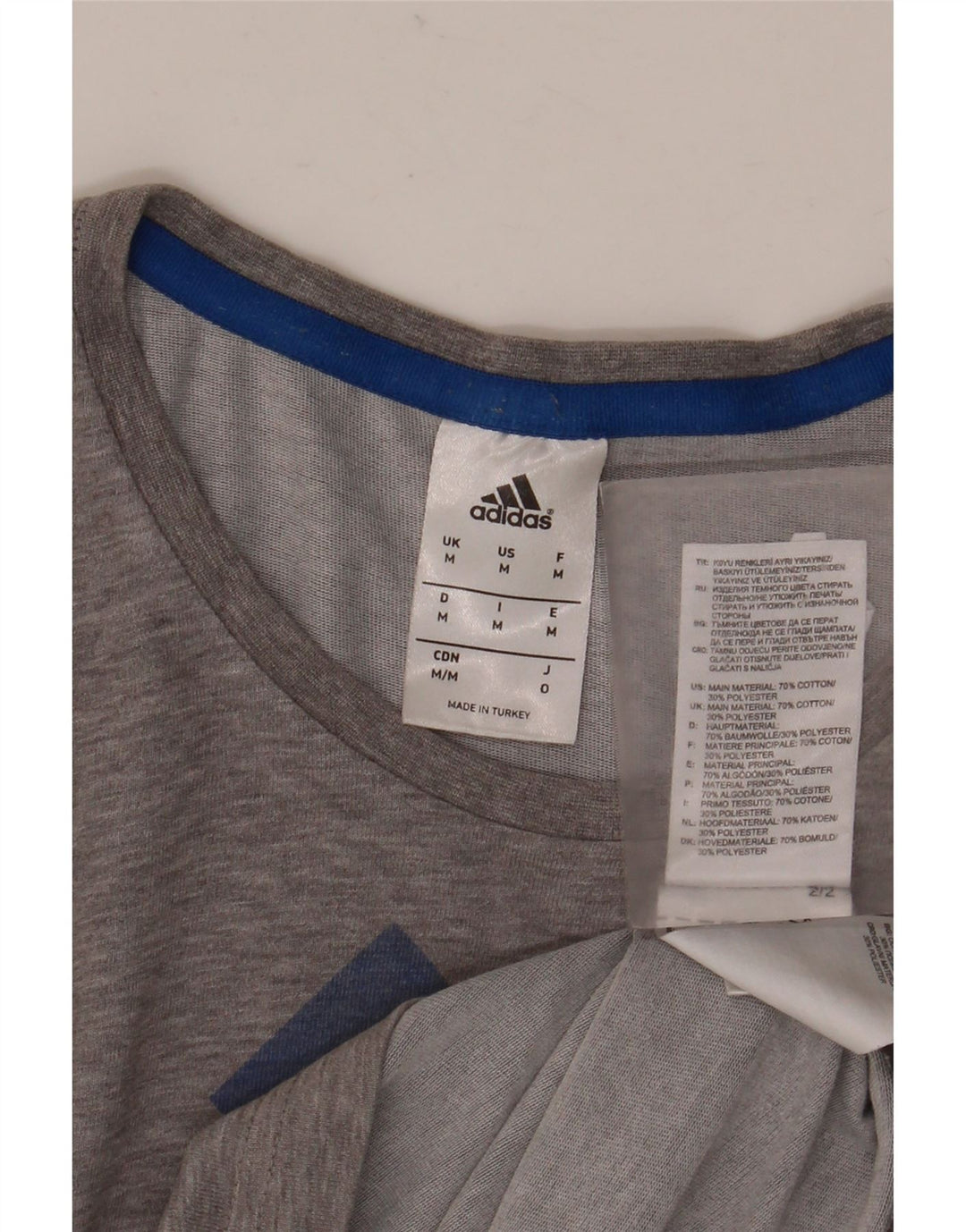 ADIDAS grafisk t-shirt til mænd, mellemgrå flækket bomuld