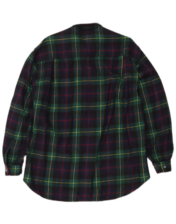 Vintage Mens Flannel Shirt Large Navy Blue Check