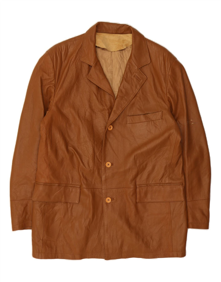 VINCENT Mens Leather Jacket IT 54 2XL Brown Leather Vintage Vincent and Second-Hand Vincent from Messina Hembry 