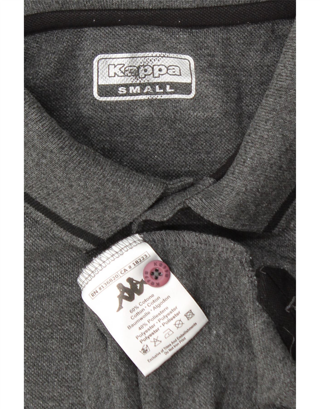 Kappa Mens Polo Shirt Small Grey Cotton