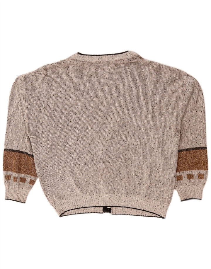 Maria Jose Mens Cardigan Sweater XL Grey Colourblock