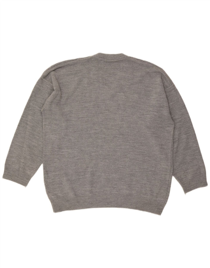 LACOSTE Mens V-Neck Jumper Sweater 2XL Grey Cotton