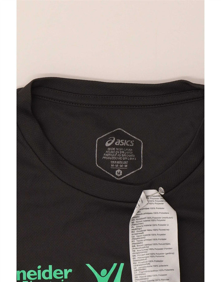 Asics Womens Paris Graphic T-Shirt Top UK 14 Medium Grey Polyester