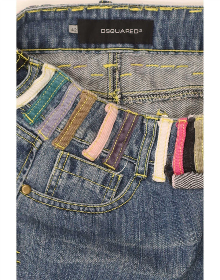 Dsquared2 Damen Mini-Jeansrock IT 42 Medium W30 Blaue Colourblock-Baumwolle