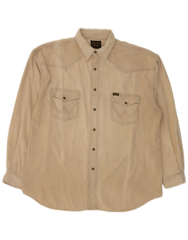 Wrangler Mens Corduroy Shirt 2XL Beige Cotton