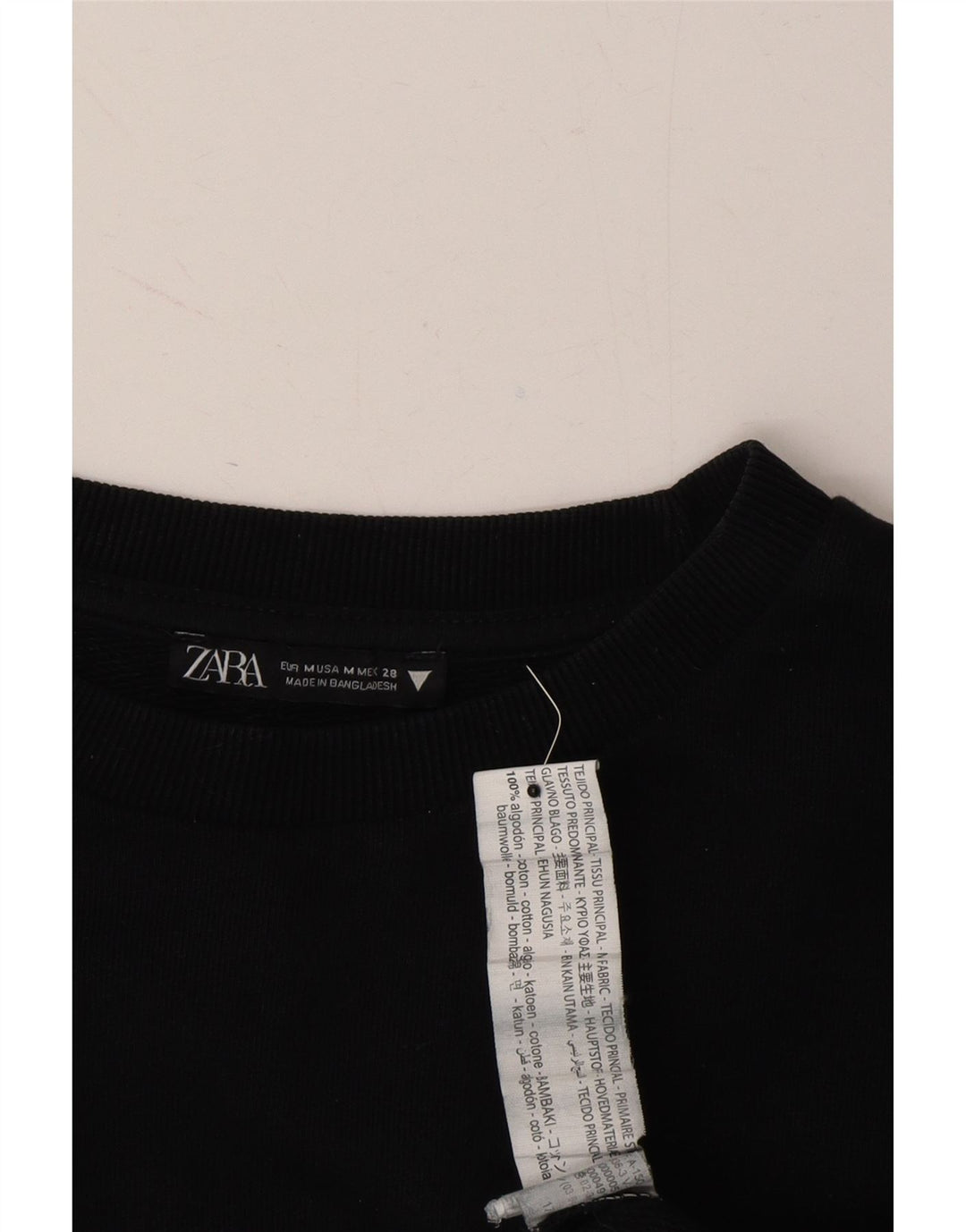 ZARA Womens Crop Sweatshirt Jumper UK 14 Medium Black Cotton Vintage Zara and Second-Hand Zara from Messina Hembry 