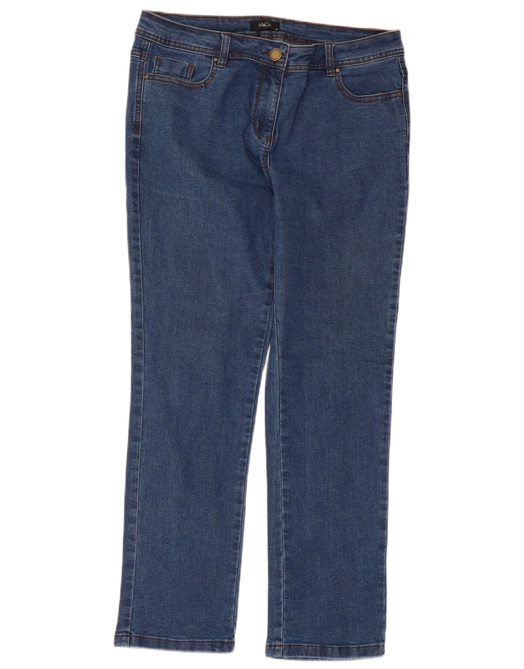 M&Co Womens Slim Jeans UK 12 Medium W34 L28 Blue Cotton