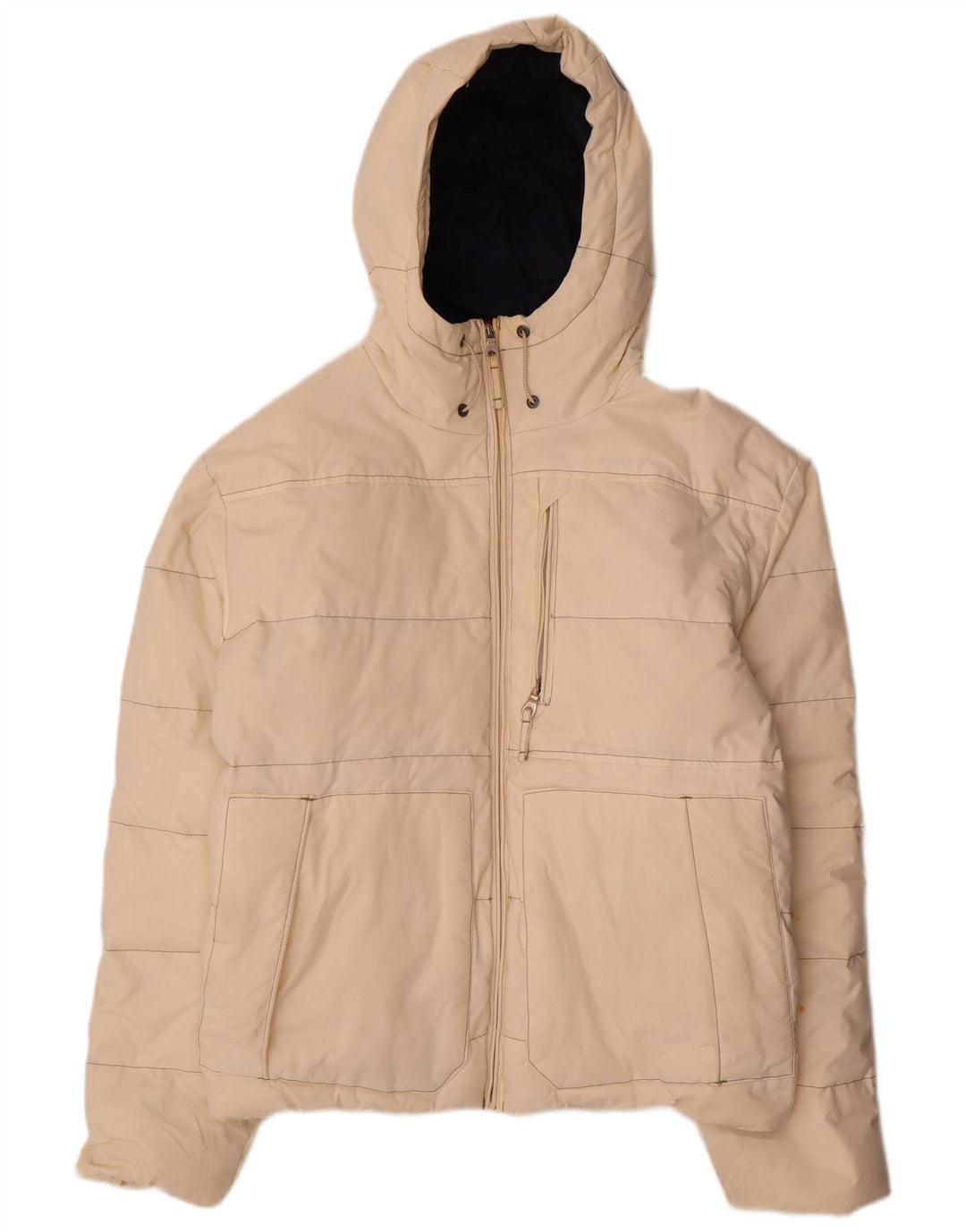 Murphy & Nye Dame Hætte Oversized Polstret Jakke UK 16 Stor Beige Bomuld