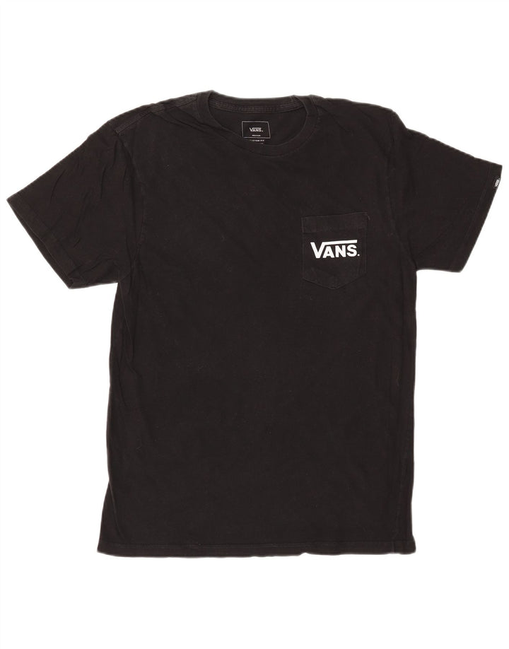 VANS Mens Custom Fit Graphic T-Shirt Top Medium Black Cotton