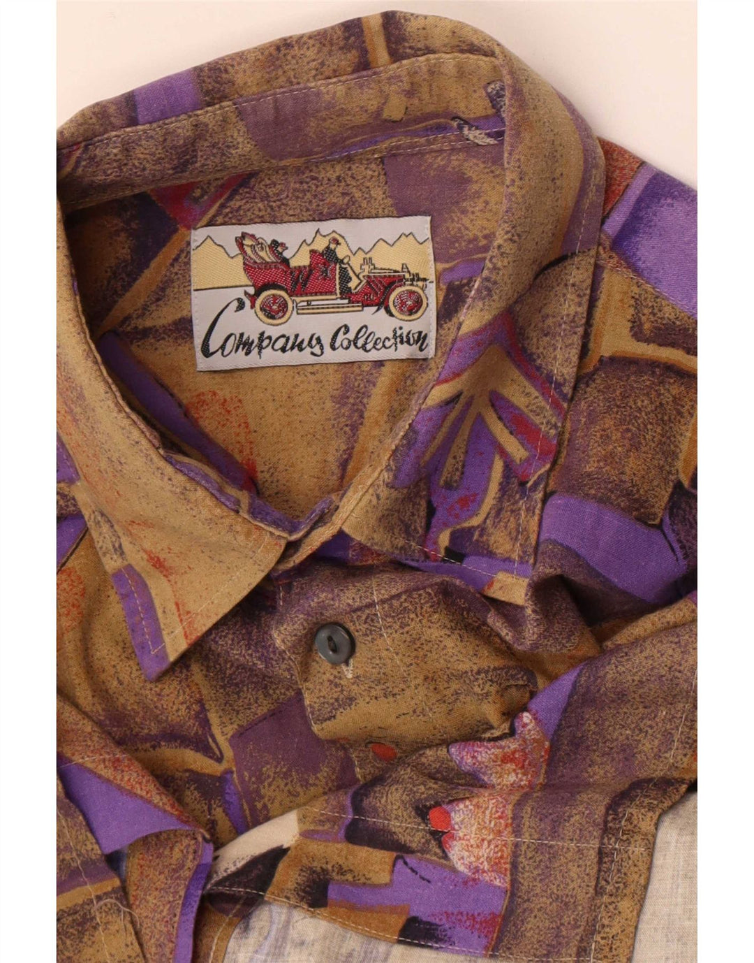 Camisa Masculina Vintage Grande Geométrica Marrom