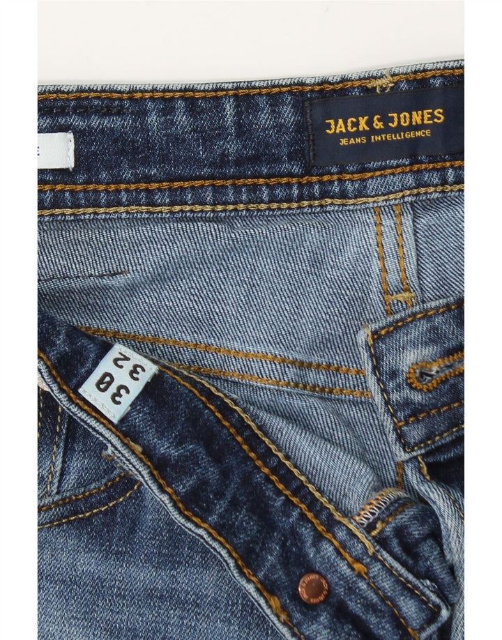 Jack & Jones Herren Mike Slim Jeans W30 L32 Blaue Baumwolle