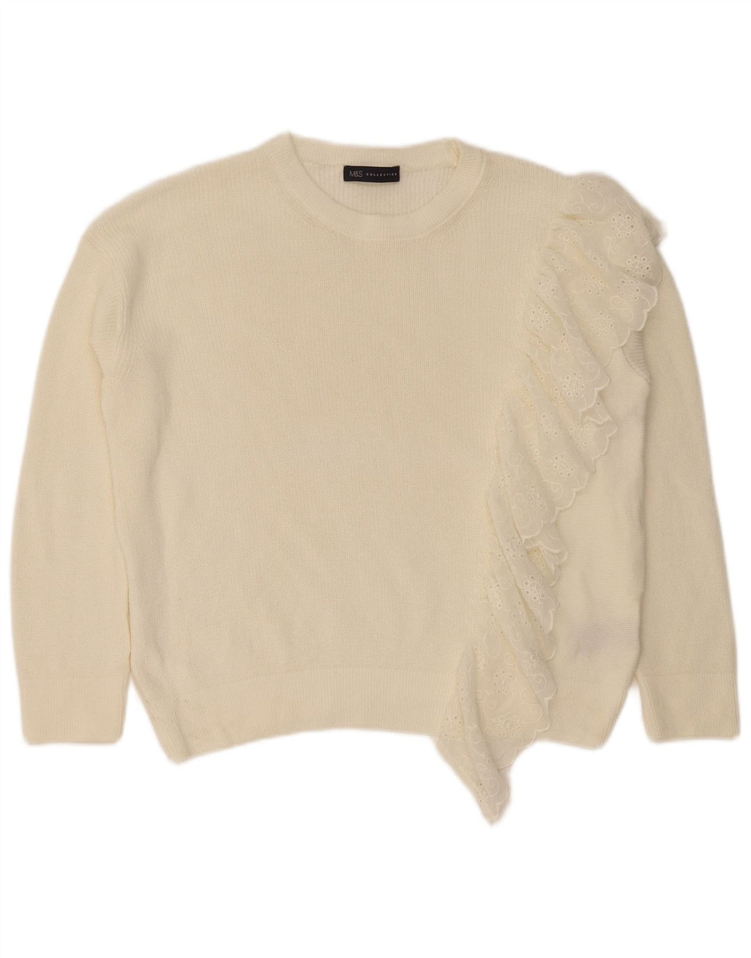 Marks & Spencer Womens Boat Neck Jumper Sweater UK 12 Medium White