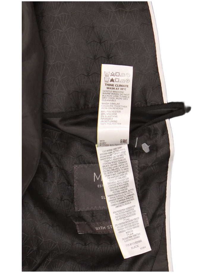 Marks & Spencer Mens 1 Button Blazer Jacket UK 42 Large Black Polyester