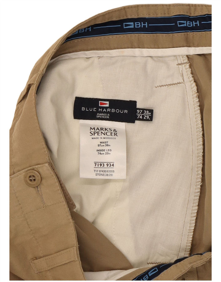 Marks & Spencer Mens Blue Harbour Bootcut Chino Trousers W38 L29 Beige