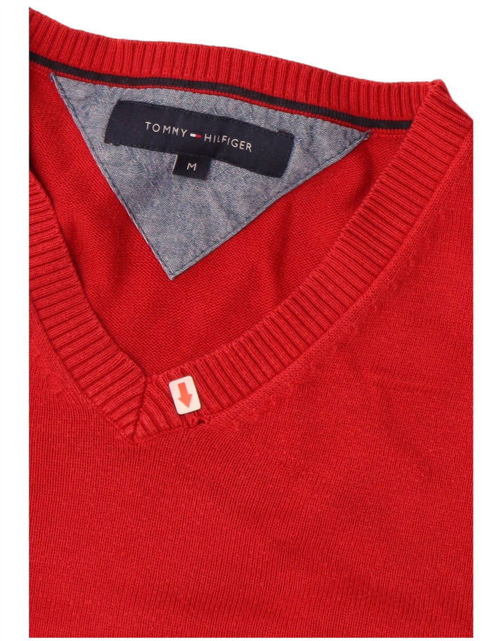 TOMMY HILFIGER Maglione da uomo con scollo a V in cotone rosso medio