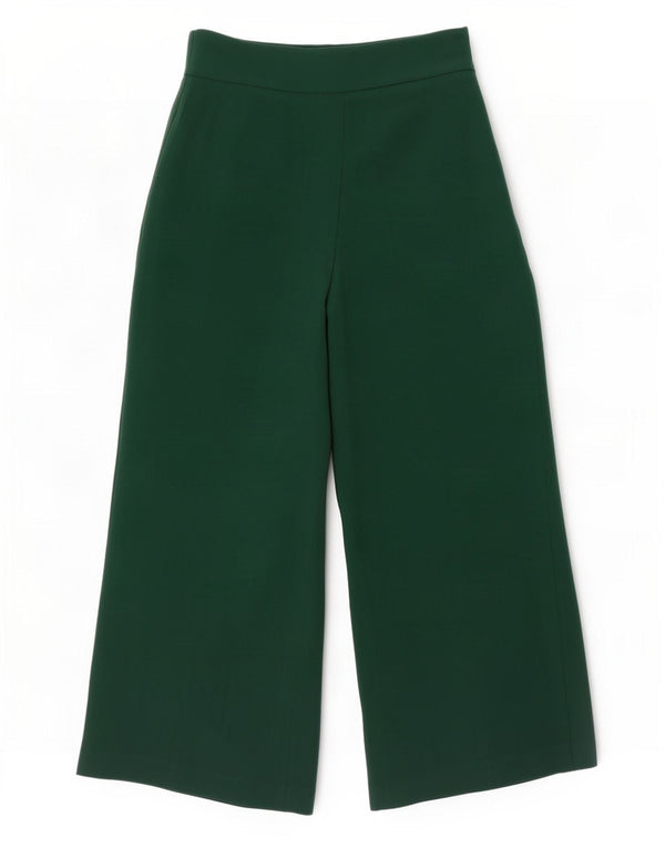 Zara Womens Wide Leg Cropped Trousers Medium W28 L25 Green