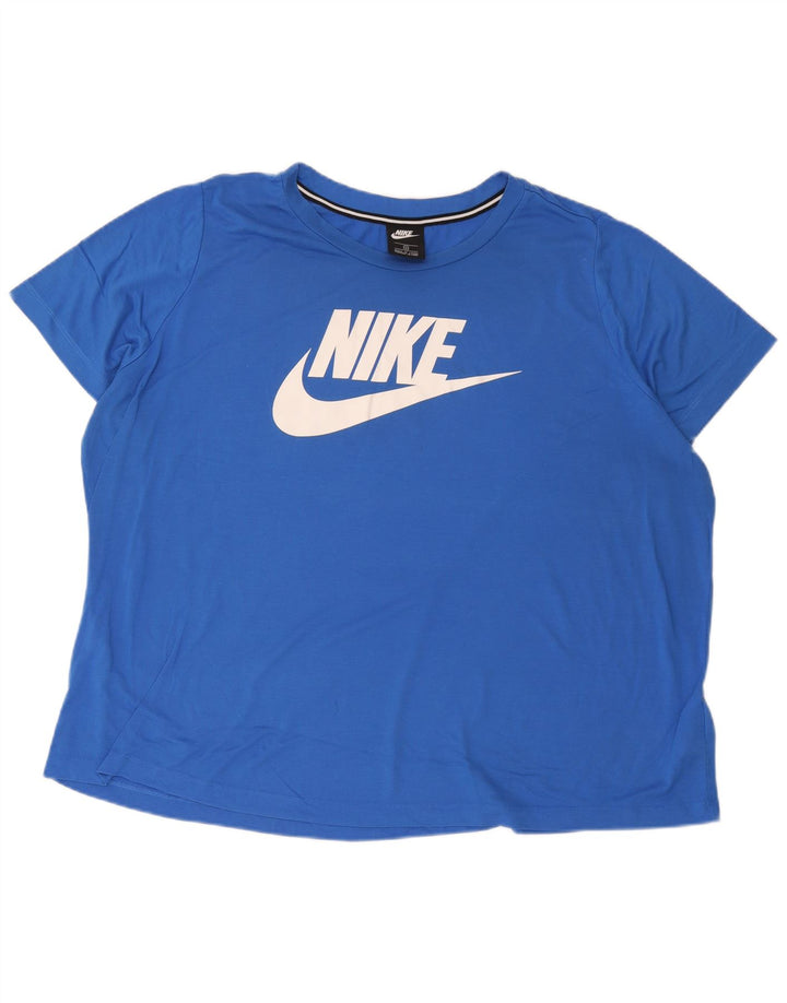 Nike grafisk T-shirt top til kvinder UK 22 3XL blå polyester