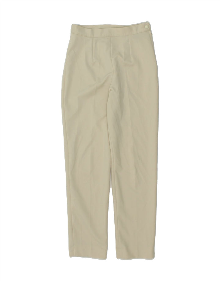 VINTAGE Womens Slim Casual Trousers IT 42 Medium W28 L28 Beige Polyester Vintage Vintage and Second-Hand Vintage from Messina Hembry 