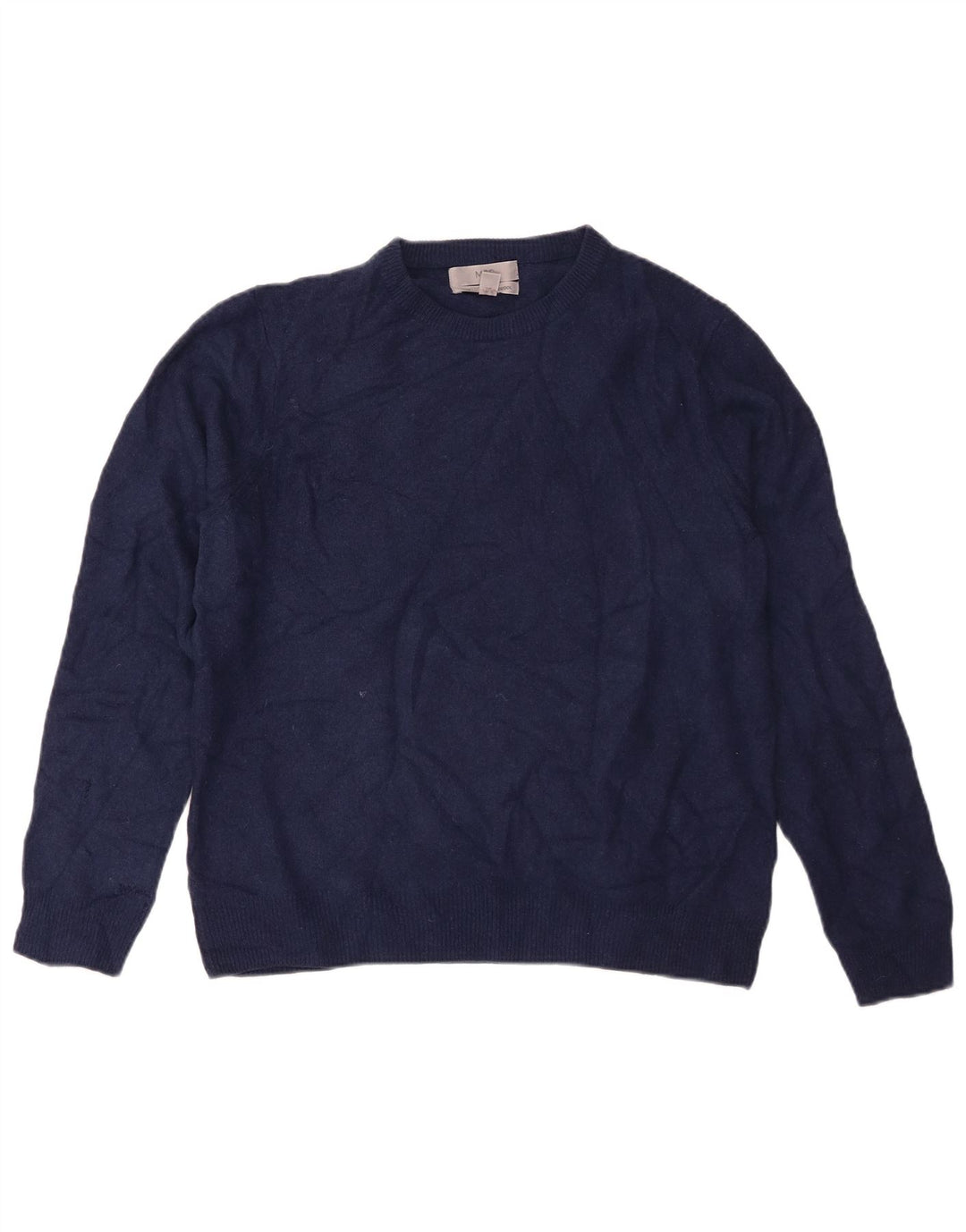 Maglione maglione girocollo da donna Marks & Spencer UK 16 Lana d'agnello blu grande