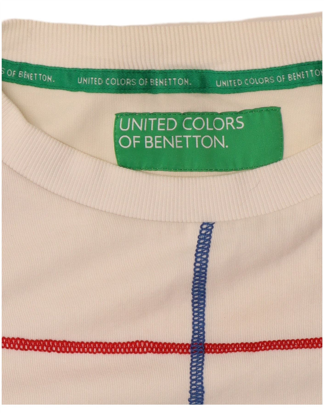 BENETTON Womens Crop Sweatshirt Jumper UK 10 Small White Striped