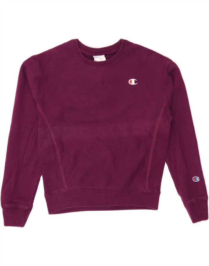 CHAMPION Womens Oversized Sweatshirt Jumper UK 10 Small Purple Cotton Vintage Champion and Second-Hand Champion from Messina Hembry 