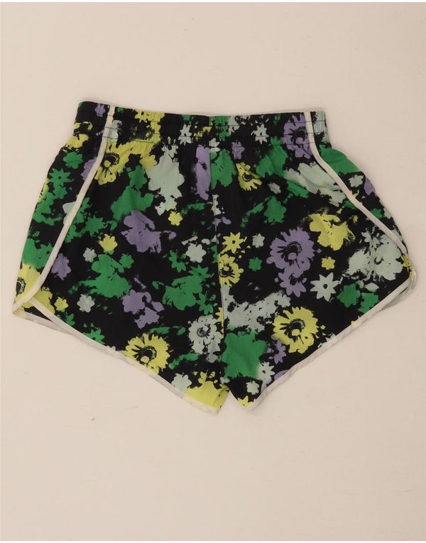 Adidas Damen Sportshorts mit hoher Taille, UK 8, klein, mehrfarbig, Blumenmuster