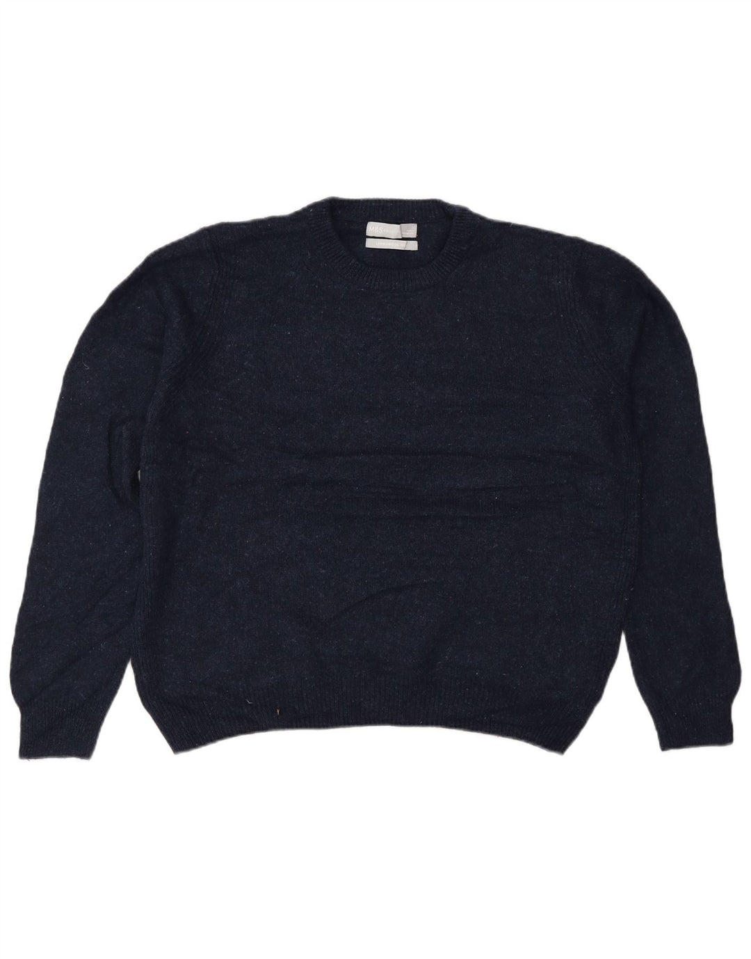 Marks & Spencer Womens Crew Neck Jumper Sweater UK 12 Medium Navy Blue Wool