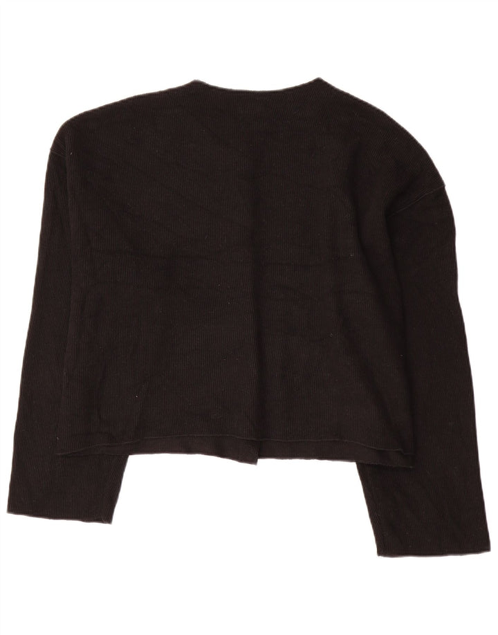 Zara Womens Crop Cardigan Sweater UK 18 XL Black Polyester