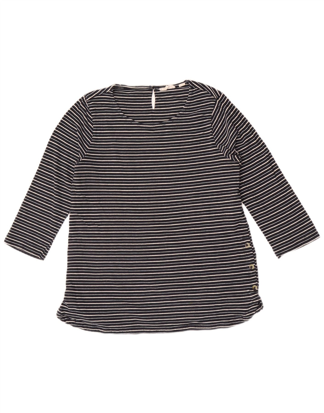 Fat Face Womens Top 3/4 Sleeve UK 10 Small Navy Blue Striped