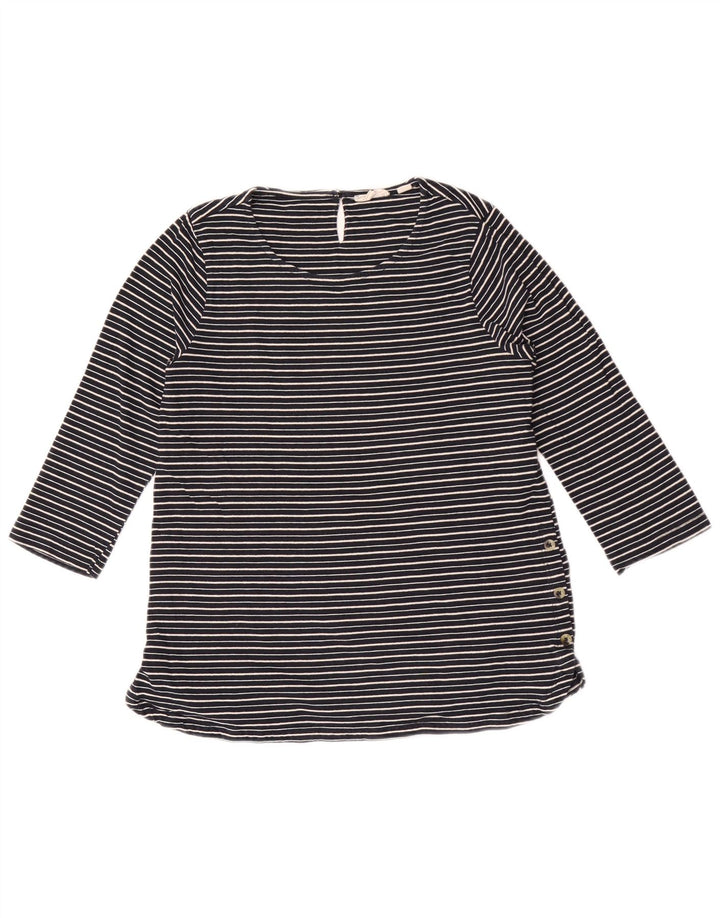 Fat Face Womens Top 3/4 Sleeve UK 10 Small Navy Blue Striped