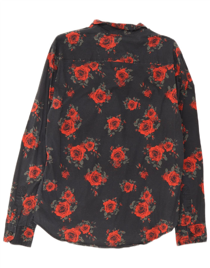 Guess Mens Shirt Medium Black Floral Cotton