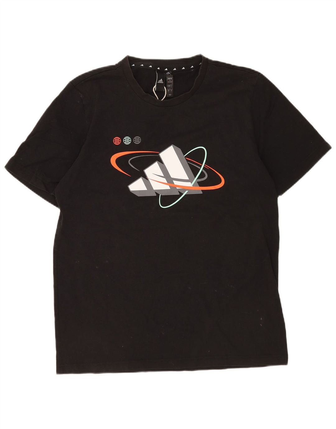Adidas Mens Graphic T-Shirt Top Medium Black Cotton