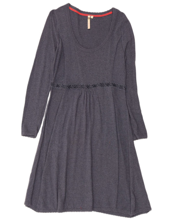 White Stuff Womens Long Sleeve Jumper Dress UK 10 Small Grey Fair Isle