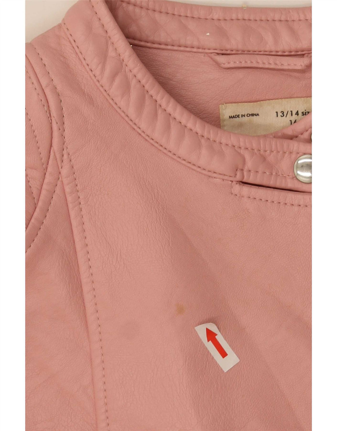 Zara Girls Faux Leather Jacket 13-14 Years Pink Polyester