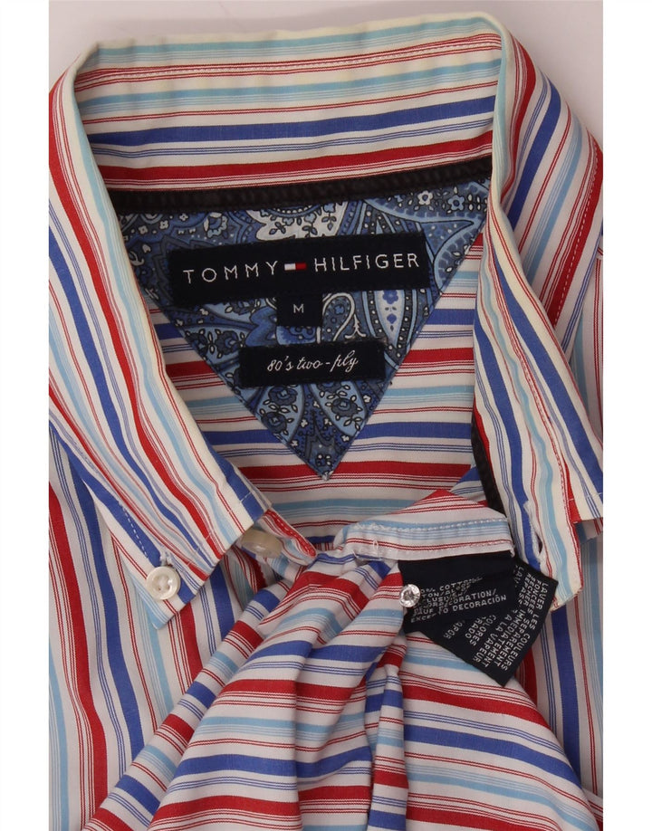 TOMMY HILFIGER Mens Shirt Medium Blue Striped Cotton
