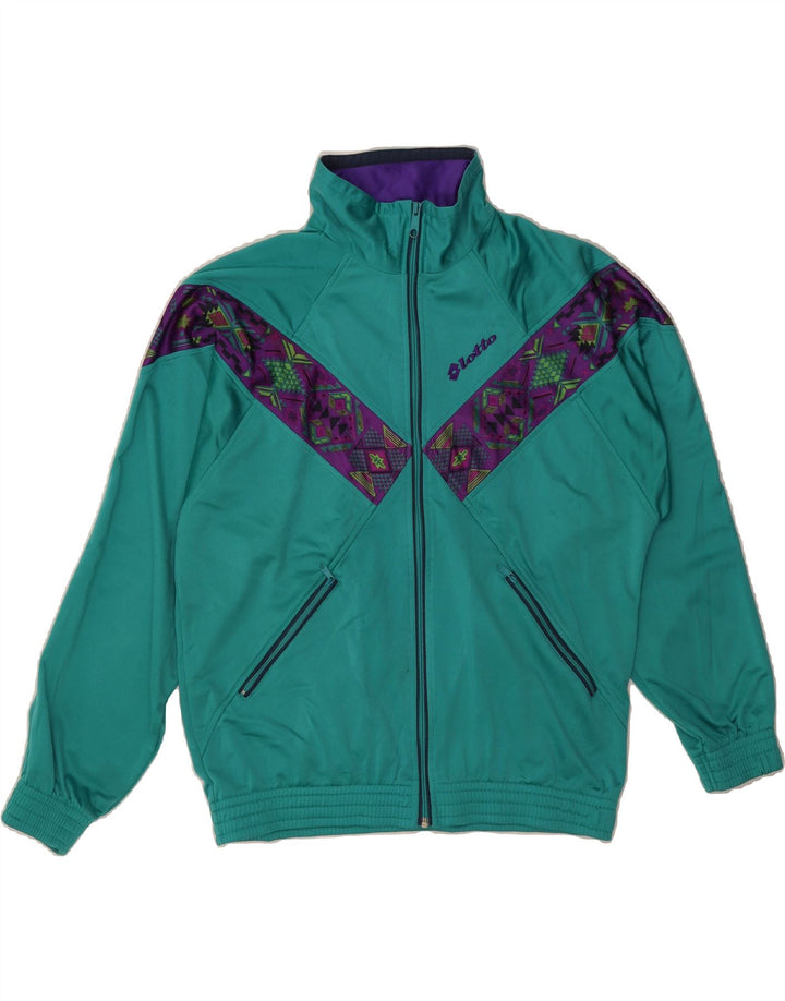 LOTTO Mens Tracksuit Top Jacket Small Green Colourblock